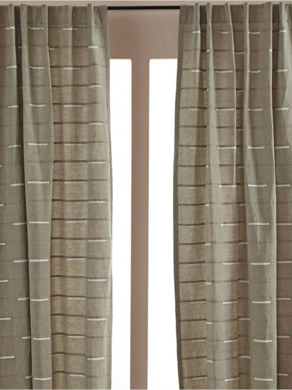 Linen Cotton Applique Curtain Panels (2)